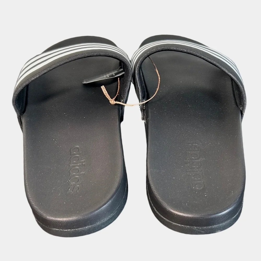 Adidas Adilette Comfort Slides Black White Mens 12 Womens 13 JS4313 Sandal
